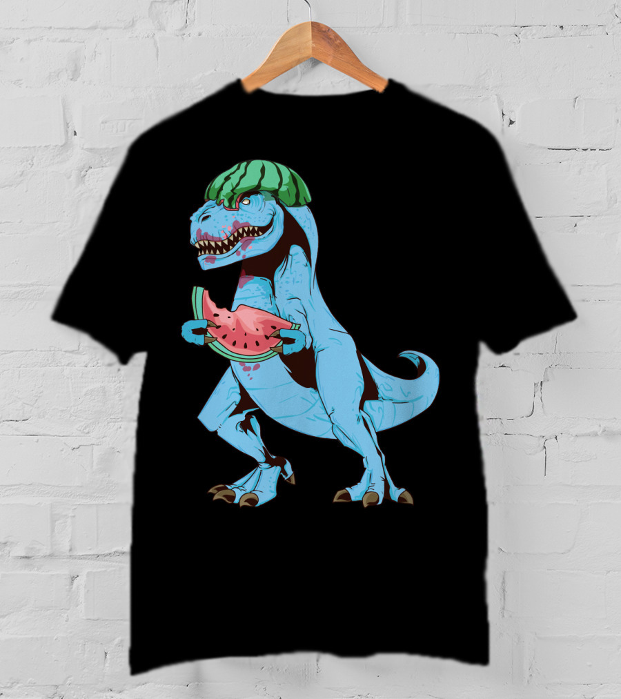One In A Melon Watermelon Dinosaur Rex Summer Fruit T-Shirt
