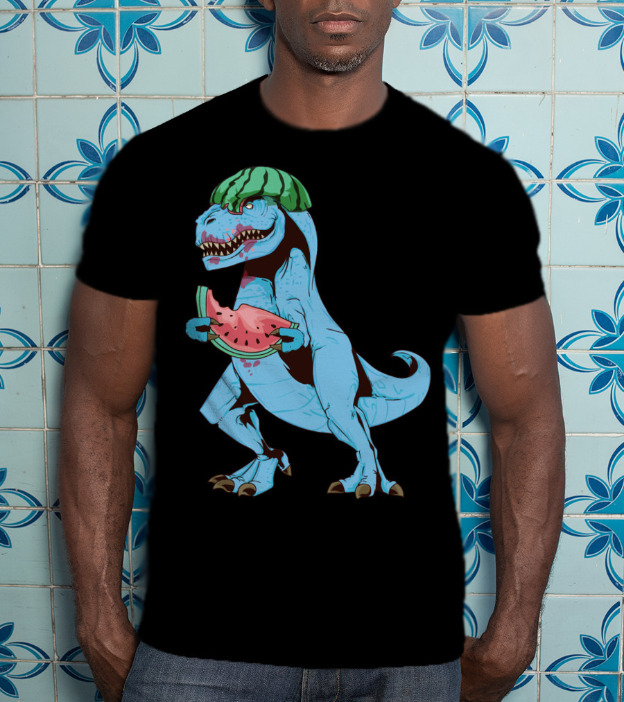 One In A Melon Watermelon Dinosaur Rex Summer Fruit T-Shirt