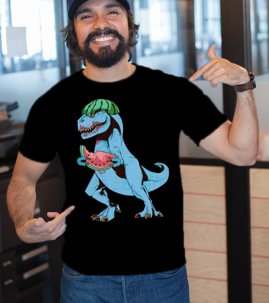 One In A Melon Watermelon Dinosaur Rex Summer Fruit T-Shirt