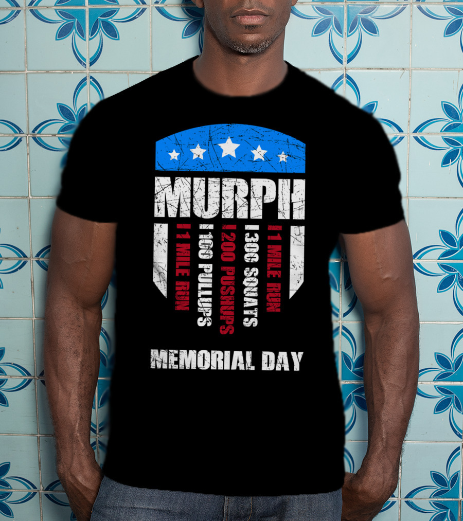 Memorial Day Murph Wod Workout 1 Mile Run 100 Pullups 200 Pushups 300 Squats Recovery T-Shirt