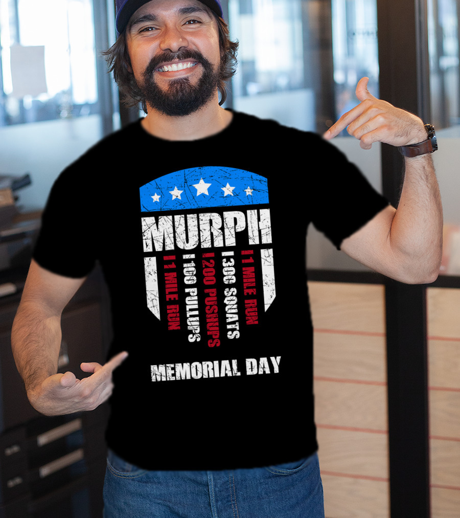Memorial Day Murph Wod Workout 1 Mile Run 100 Pullups 200 Pushups 300 Squats Recovery T-Shirt