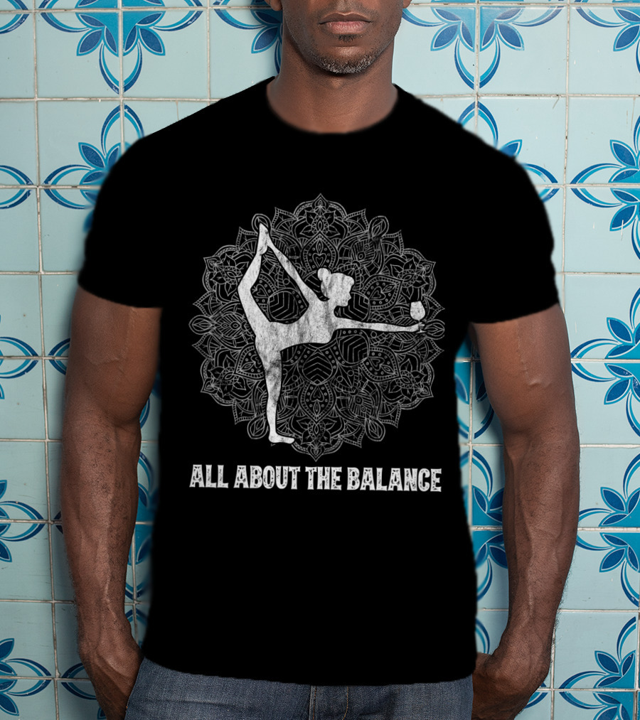 All About The Balance Yoga Wine Namaste Meditation Mandala T-Shirt
