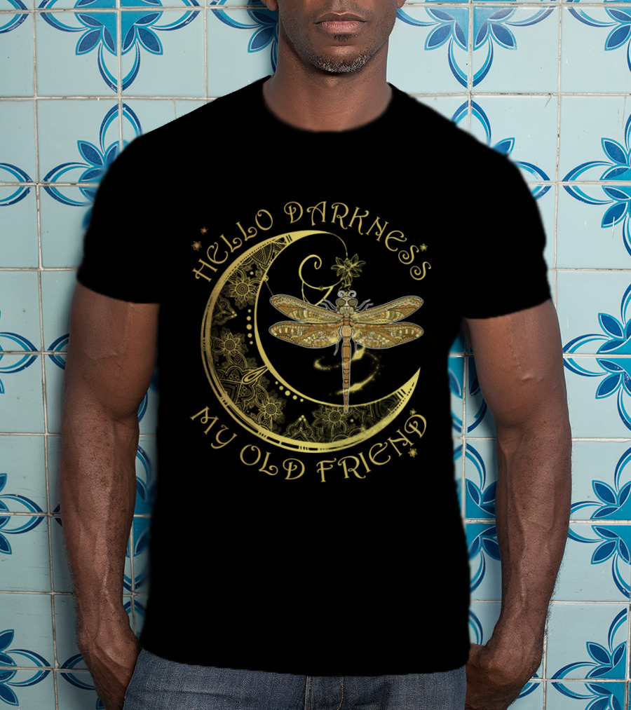 Hello Darkness My Old Friend Dragonfly Crescent Moon T-Shirt