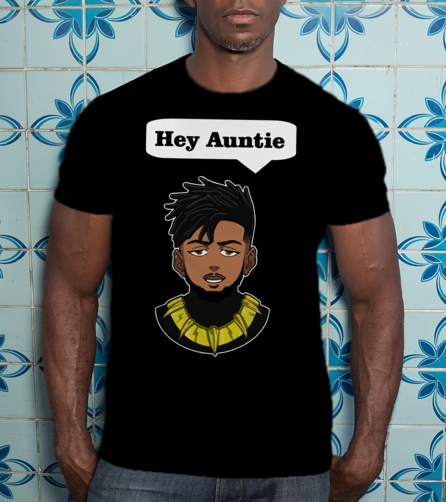 Erik Killmonger Hey Auntie Animated Character Necklace Black Panther T-Shirt