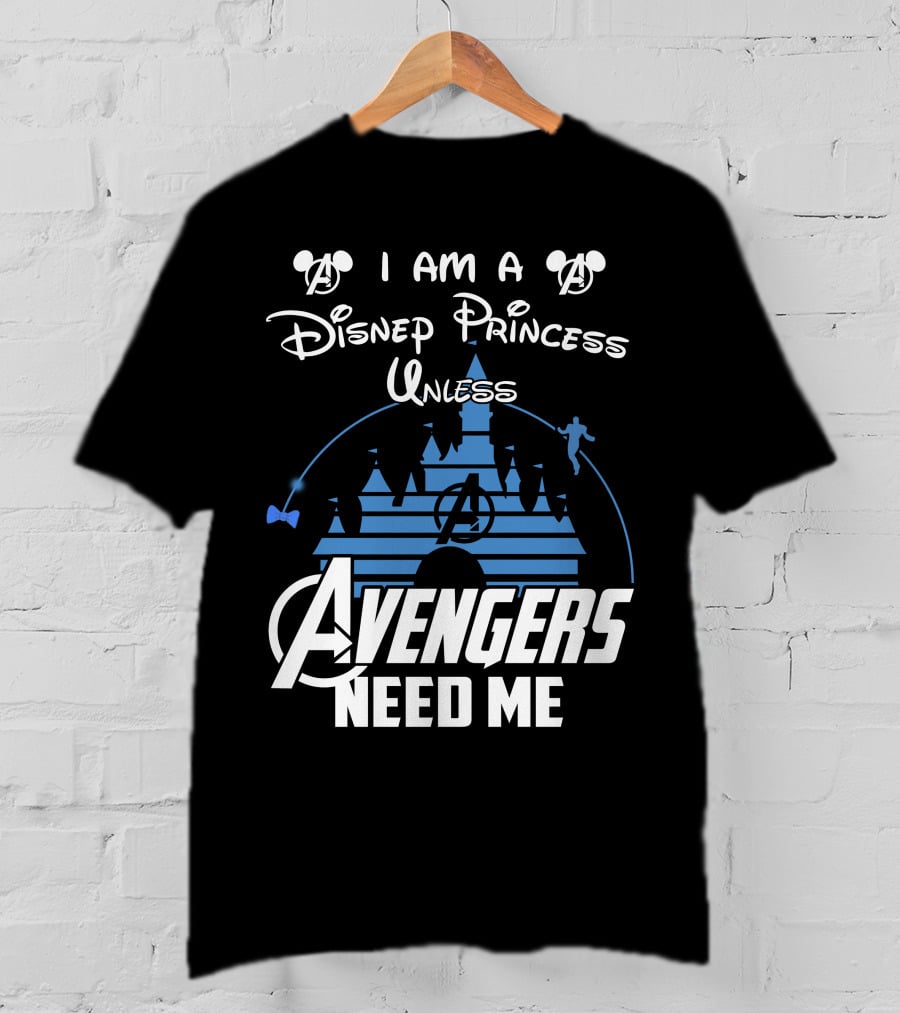 I Am A Disney Princess Unless Avengers Need Me Mickey Marvel Castle T-Shirt