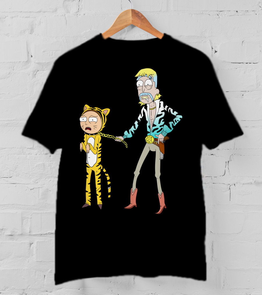 Rick And Morty Joe Exotic Tiger King Parody Character Mashup T-Shirt