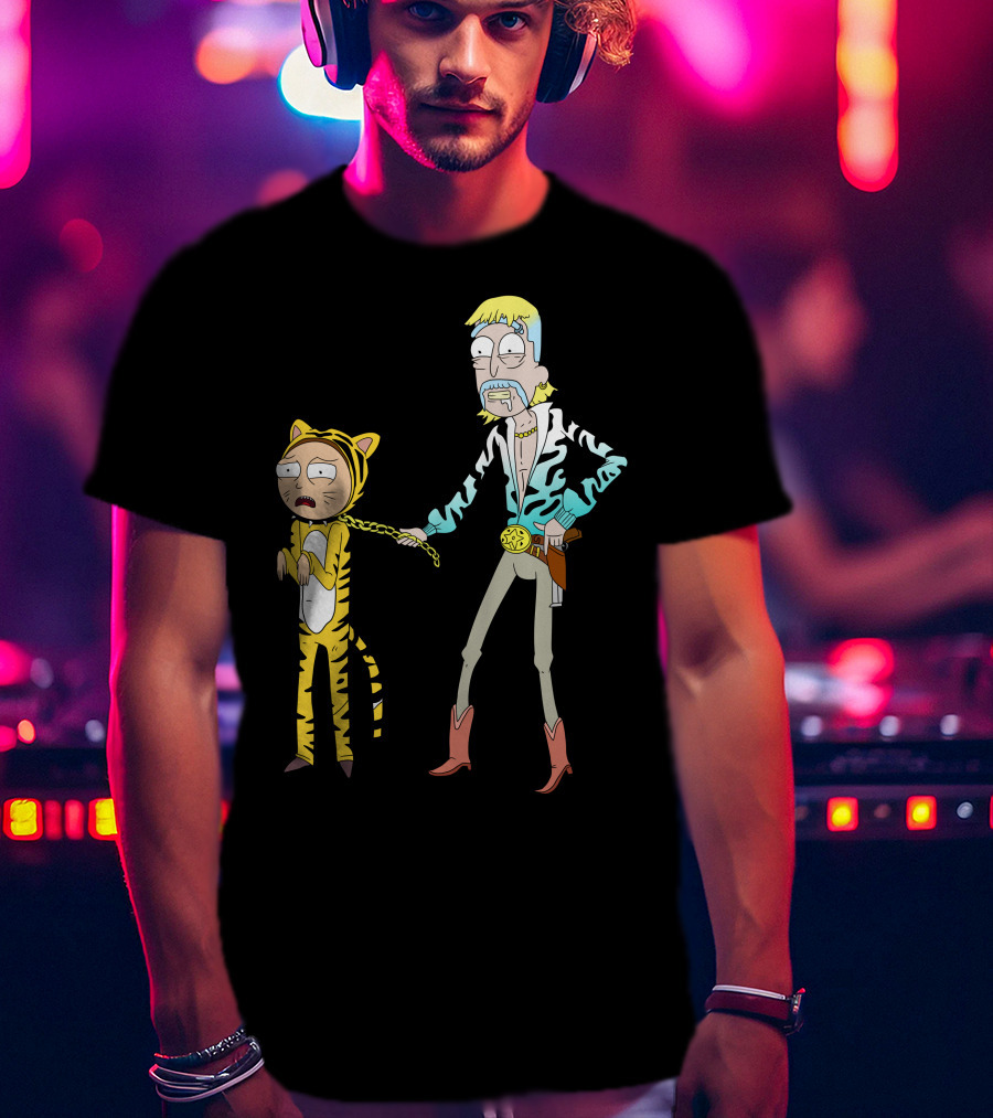 Rick And Morty Joe Exotic Tiger King Parody Character Mashup T-Shirt