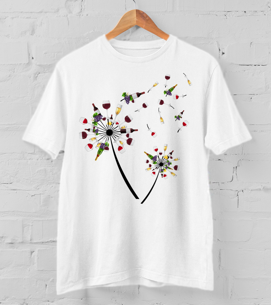 Dandelion Wine Flower Glass Bottle Grapes T-Shirt