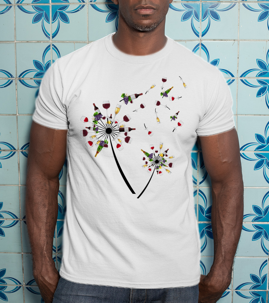 Dandelion Wine Flower Glass Bottle Grapes T-Shirt