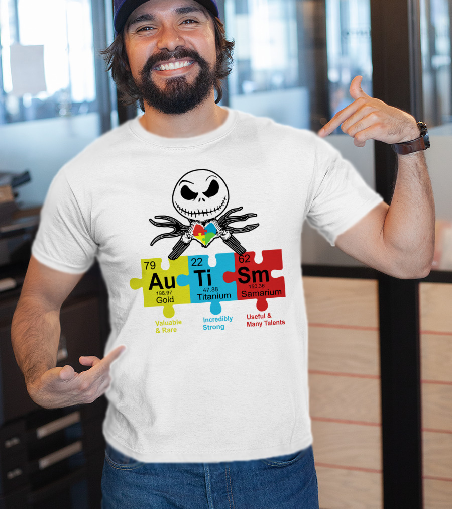 Jack Skellington AuTiSm Puzzle Periodic Table Valuable Rare Incredibly Strong Talents T-Shirt
