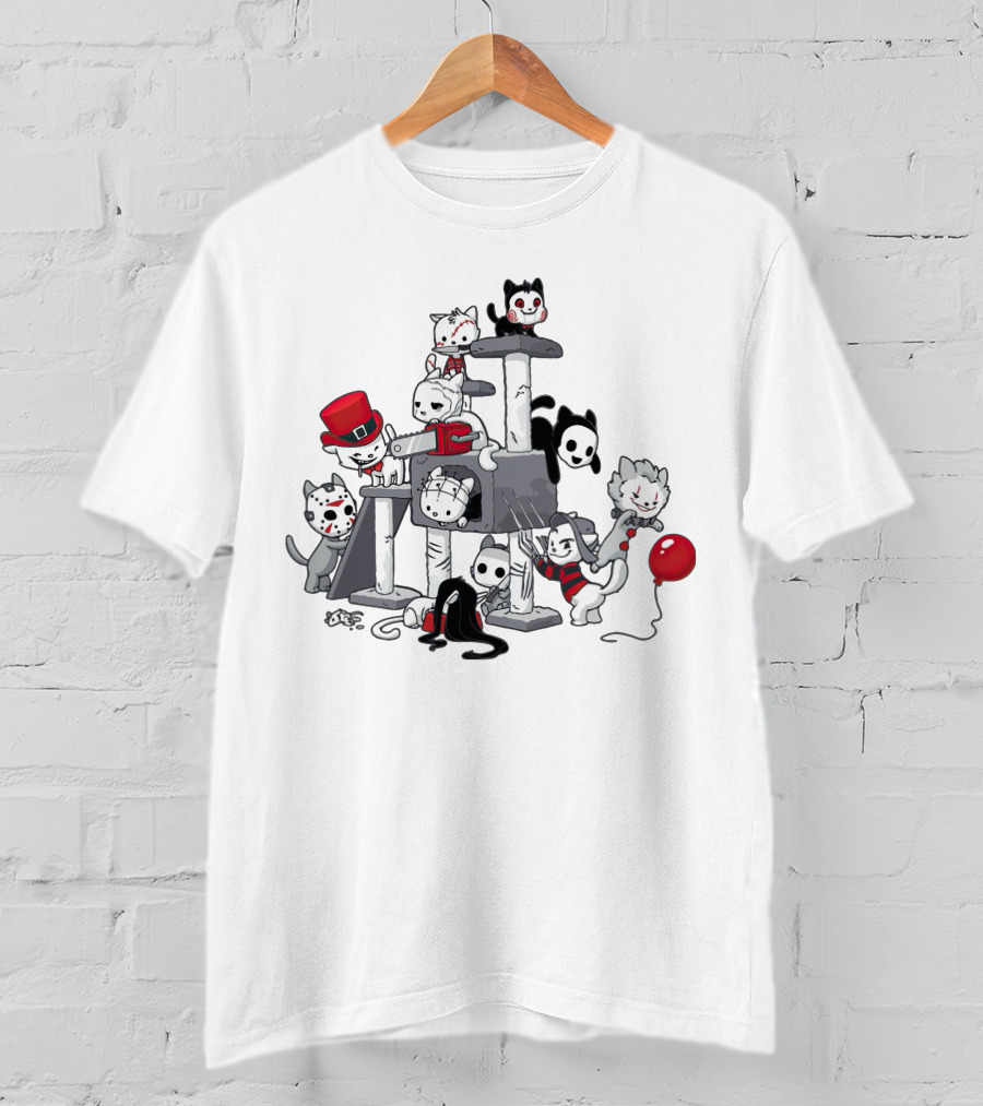 Park Cats Inspired By Scariest Horror Movie Characters T-Shirt