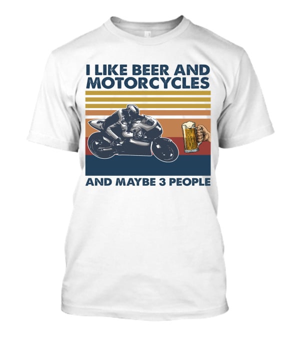 I Like Beer And Motorcycles Vintage Style With Beer Mug And Racer T-Shirt