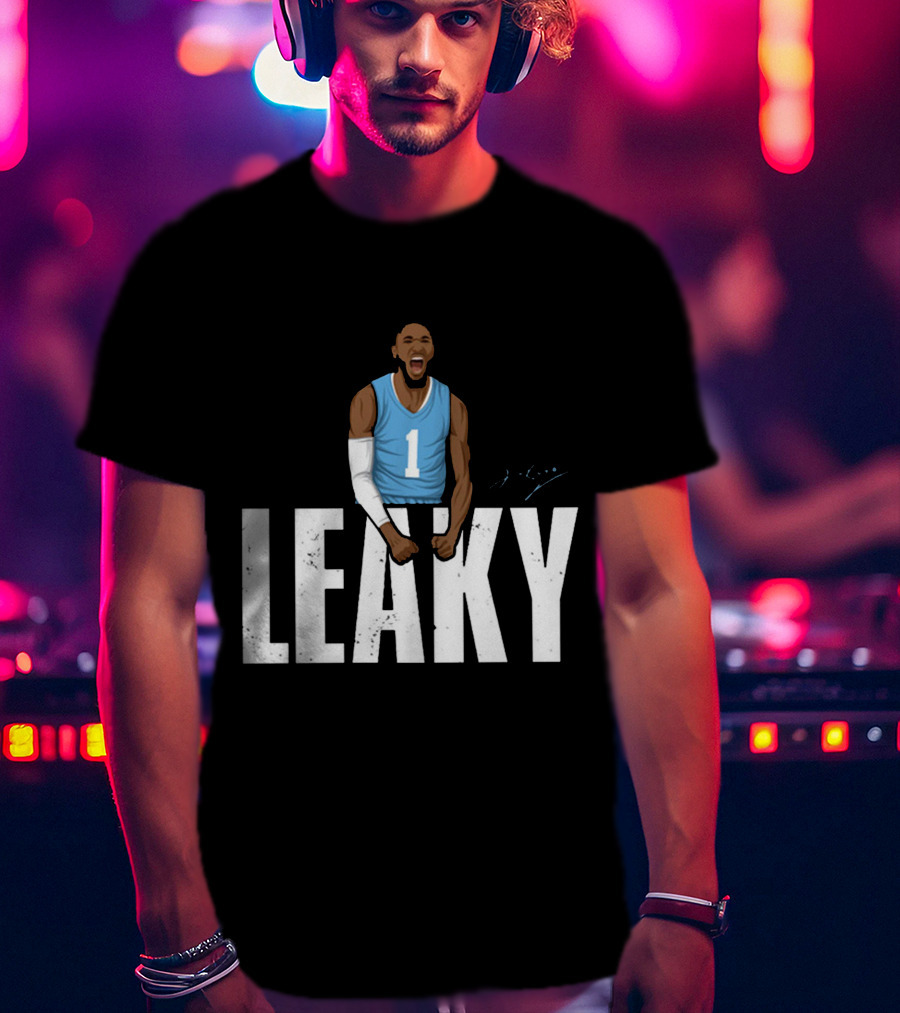 Leaky Black Number 1 Jersey Graphic Blue Basketball T-Shirt