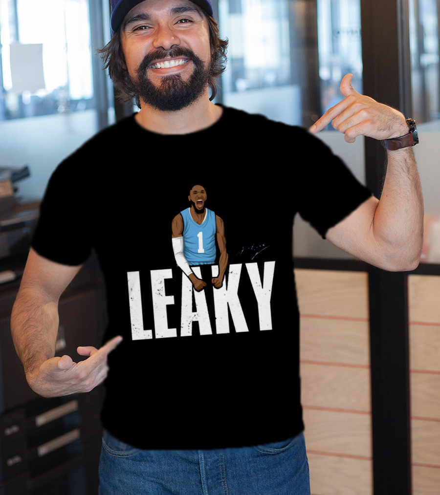 Leaky Black Number 1 Jersey Graphic Blue Basketball T-Shirt