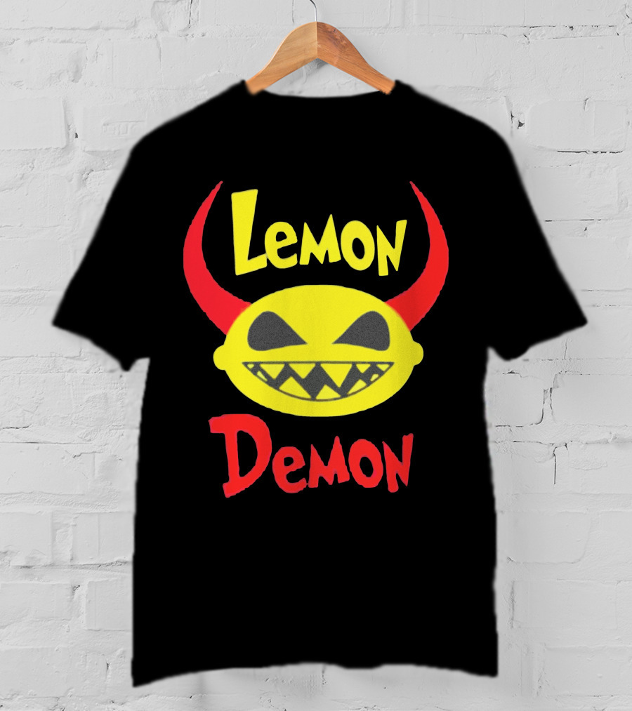 Lemon Demon Smiling Yellow Face With Red Horns T-Shirt