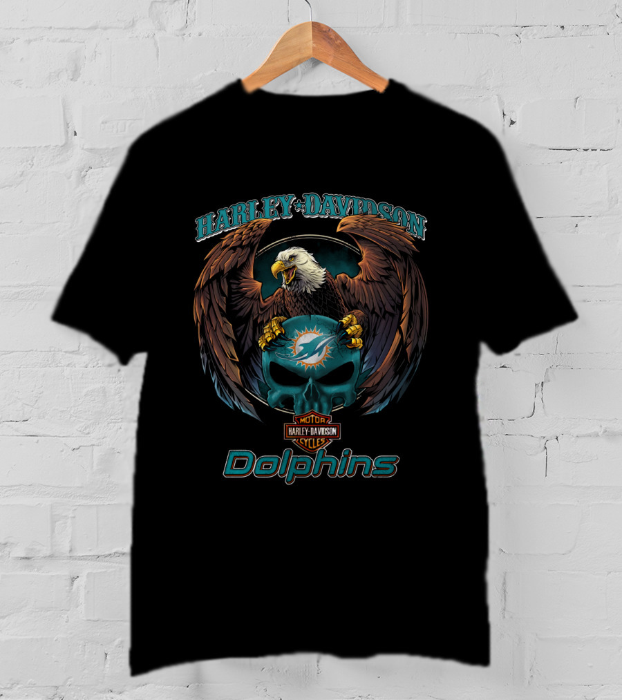 Harley Davidson Miami Dolphins Motorcycles Cycles T-Shirt