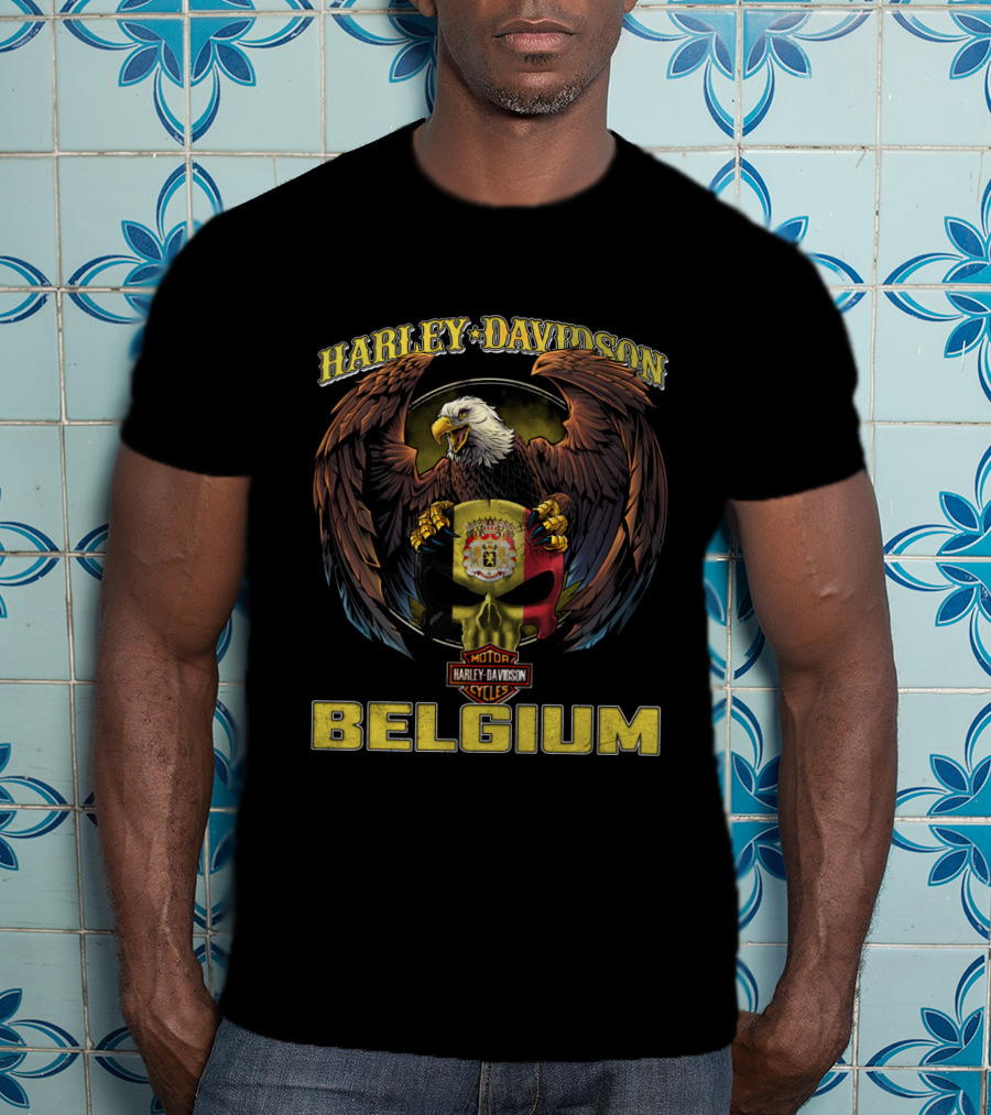 Harley Davidson Belgium Eagle Crest Badge T-Shirt