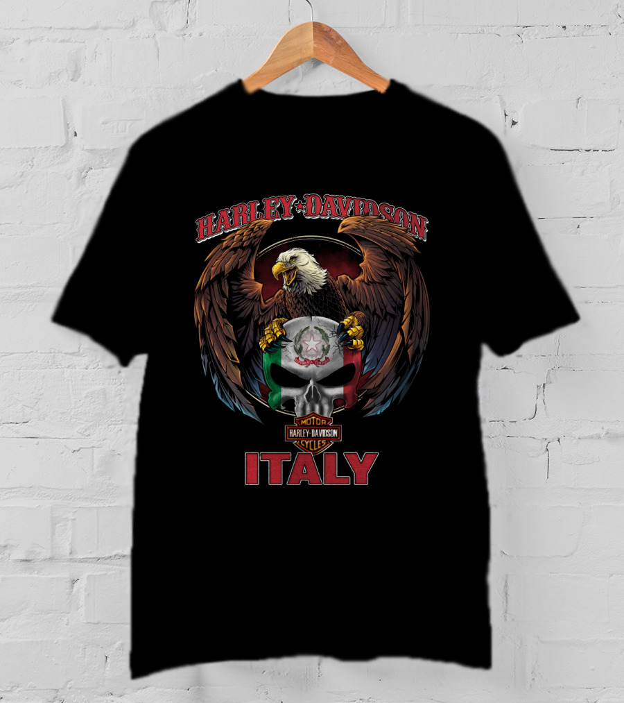 Harley Davidson Italy Eagle Skull Motorcycles T-Shirt