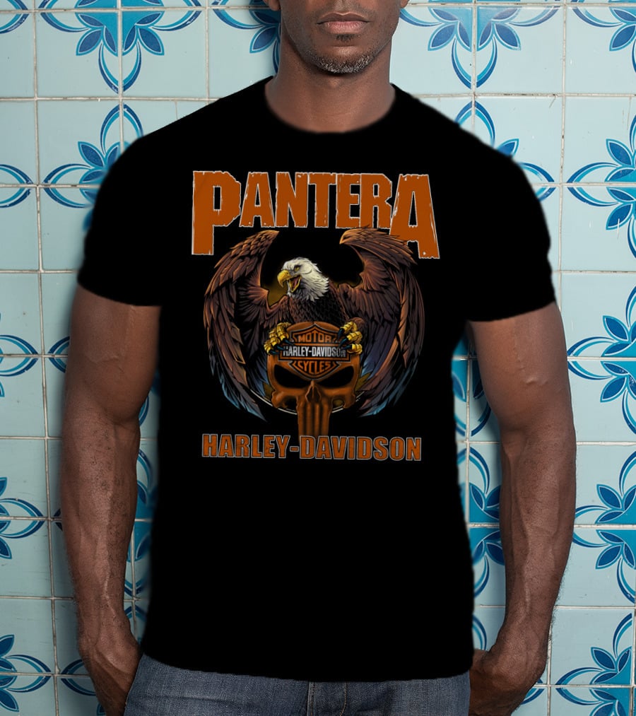 Pantera Eagle With Harley Davidson Motorcycles Iconic Symbol T-Shirt