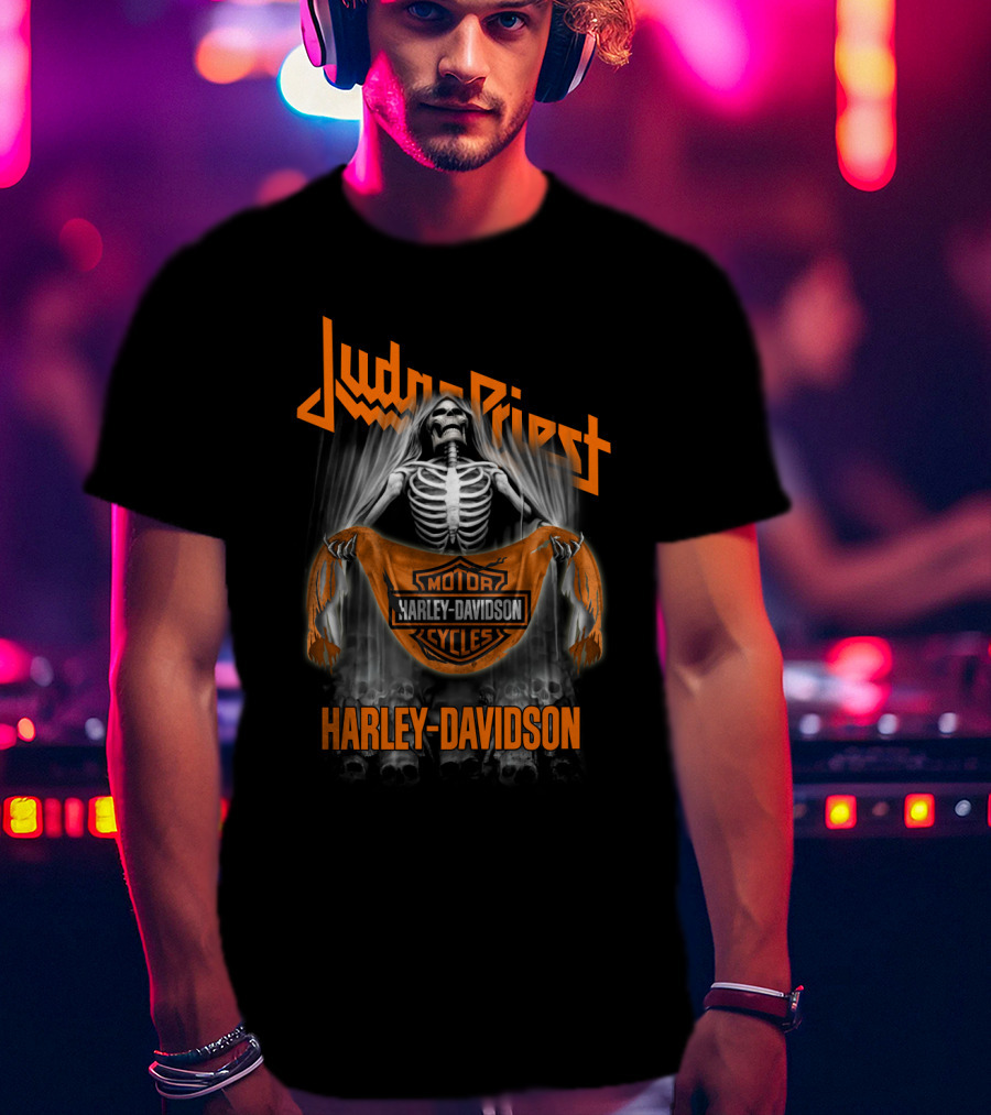 Judas Priest Harley Davidson Skeleton Motör Cycles T-Shirt