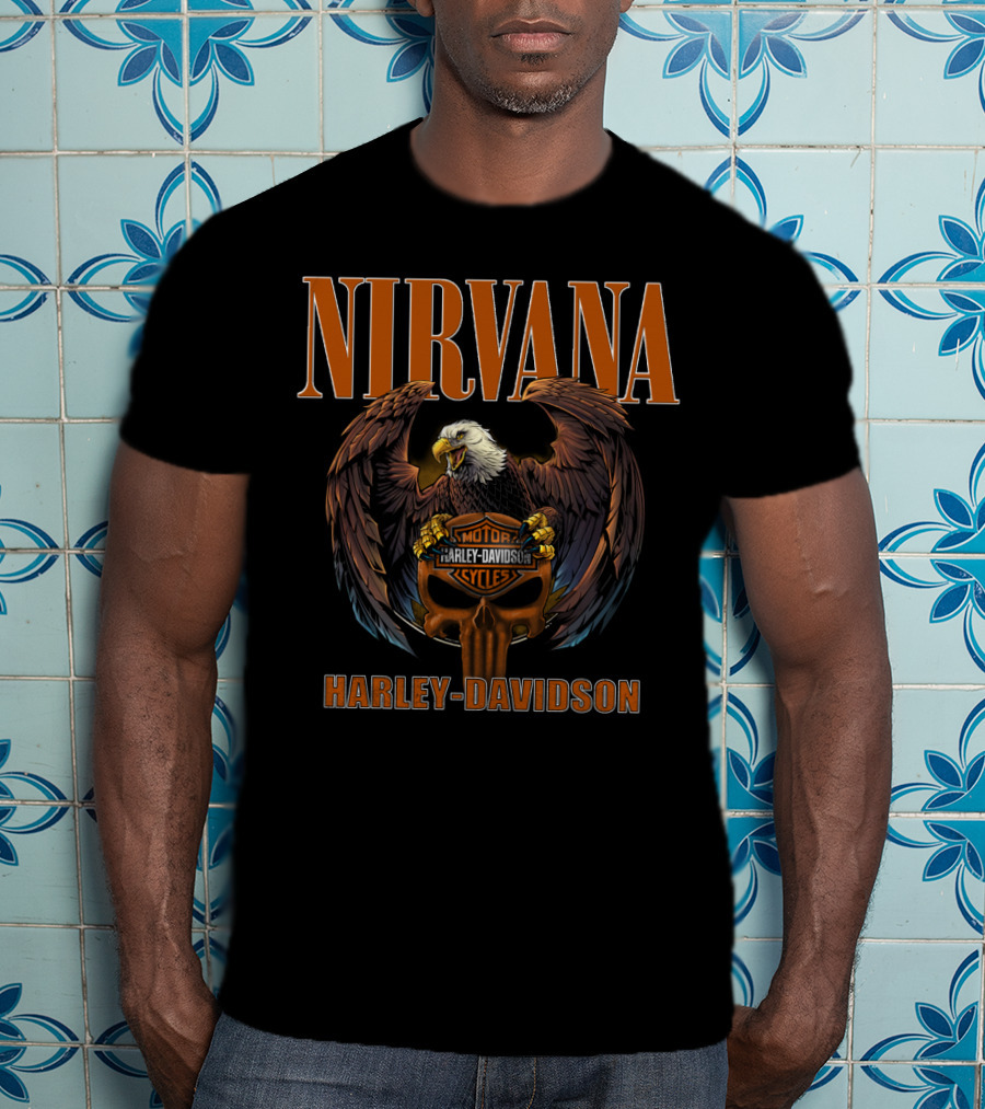 Nirvana Harley Davidson Motor Cycles Eagle T-Shirt