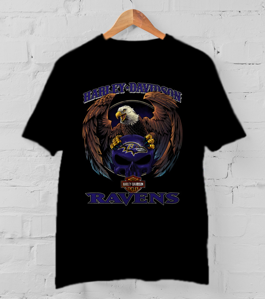Harley Davidson Baltimore Ravens Motorcycles Cycles Eagle T-Shirt