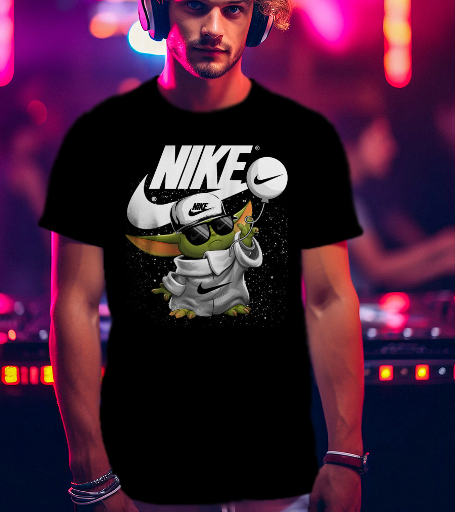 Nike Baby Yoda With Sunglasses And Balloon T-Shirt