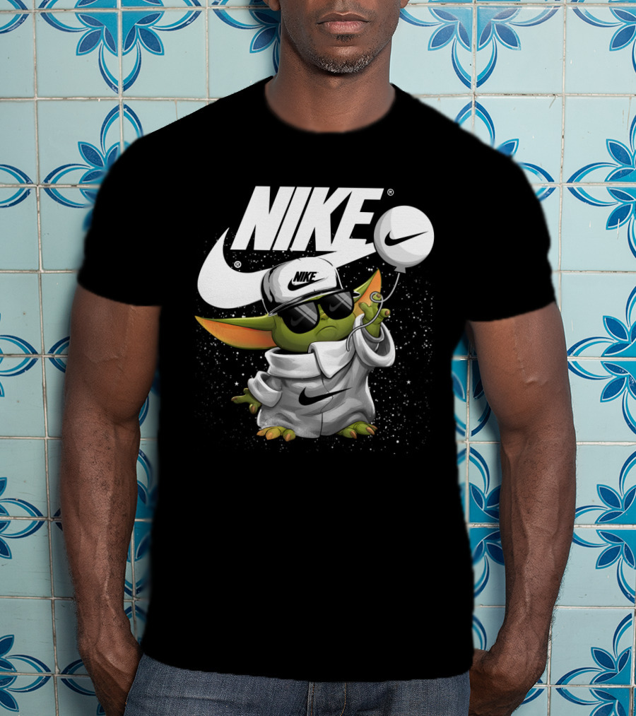 Nike Baby Yoda With Sunglasses And Balloon T-Shirt