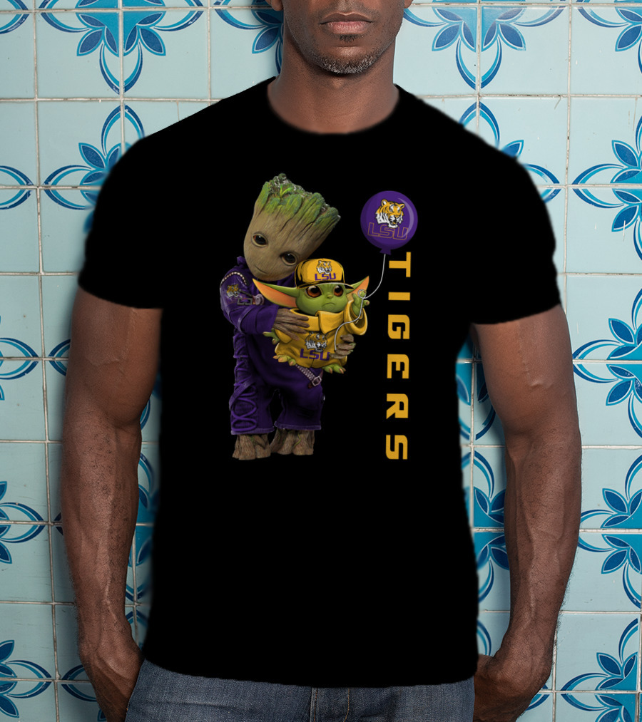 Groot And Baby Yoda Lsu Tigers Fan Gear T-Shirt