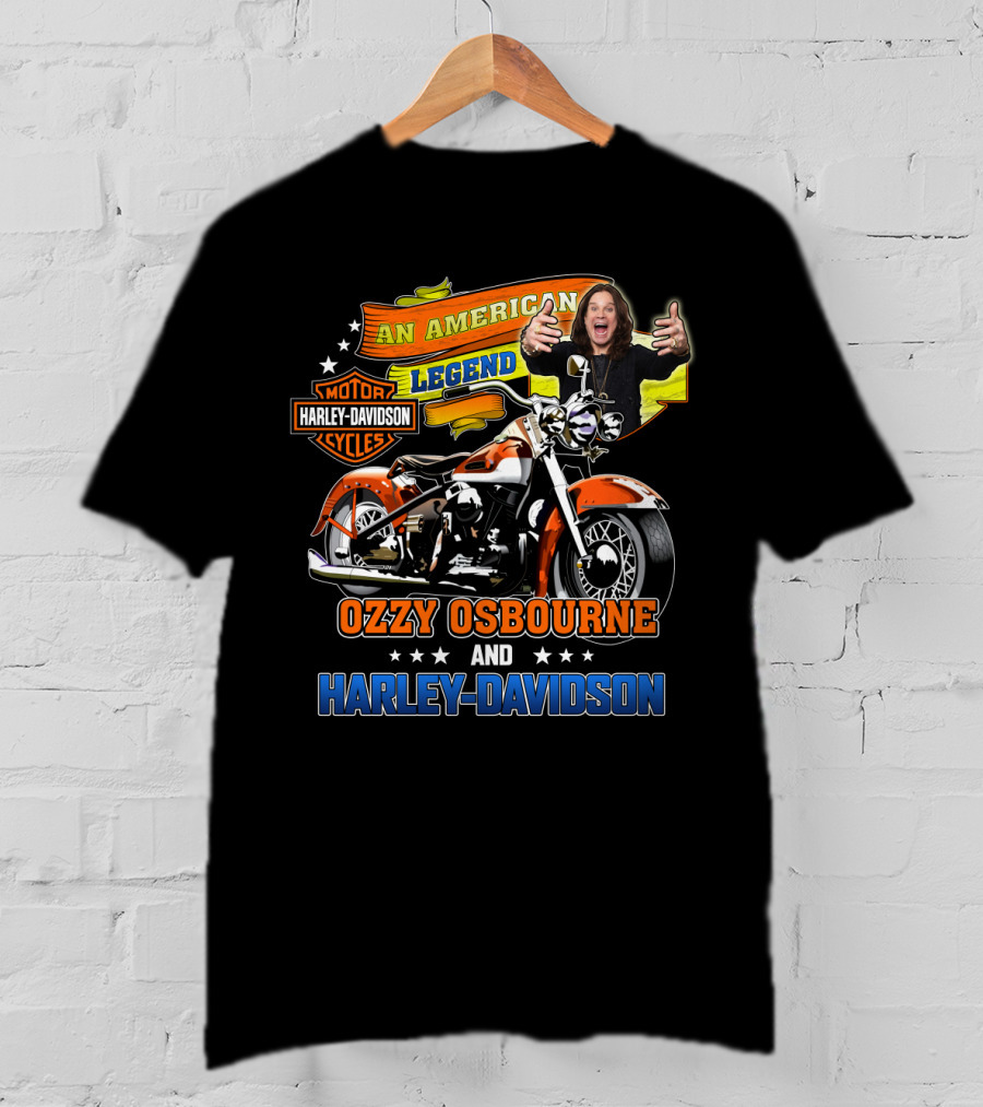An American Legend Ozzy Osbourne And Harley Davidson Motor Cycles T-Shirt
