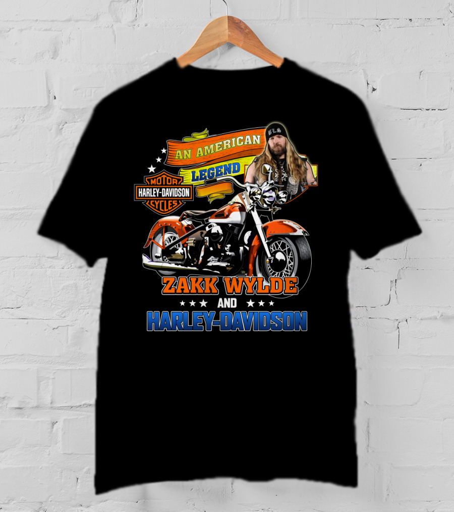 An American Legend Zakk Wylde And Harley Davidson Motorcycle Cycles T-Shirt