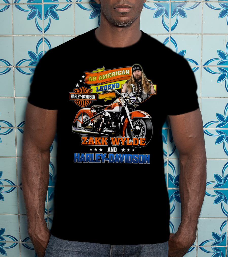 An American Legend Zakk Wylde And Harley Davidson Motorcycle Cycles T-Shirt