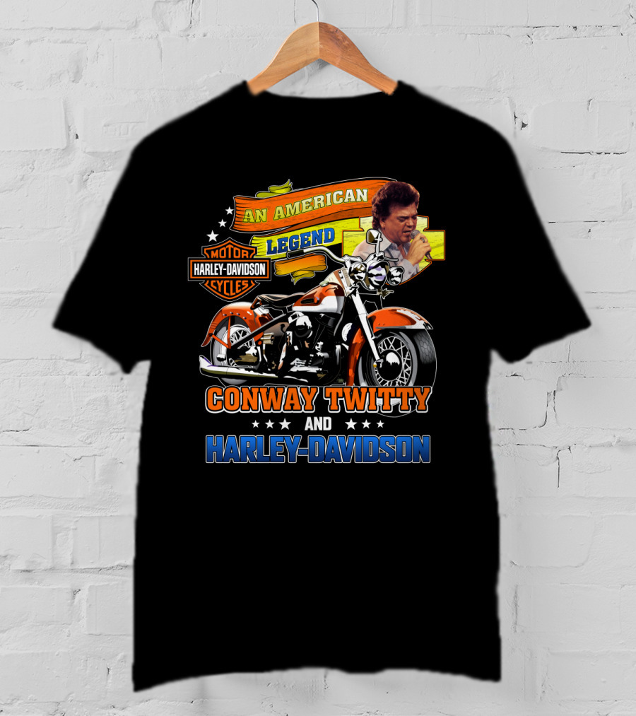 An American Legend Conway Twitty And Harley Davidson T-Shirt