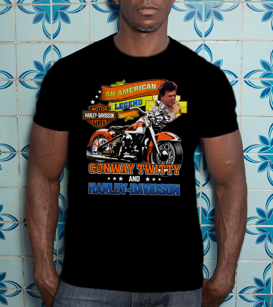 An American Legend Conway Twitty And Harley Davidson T-Shirt