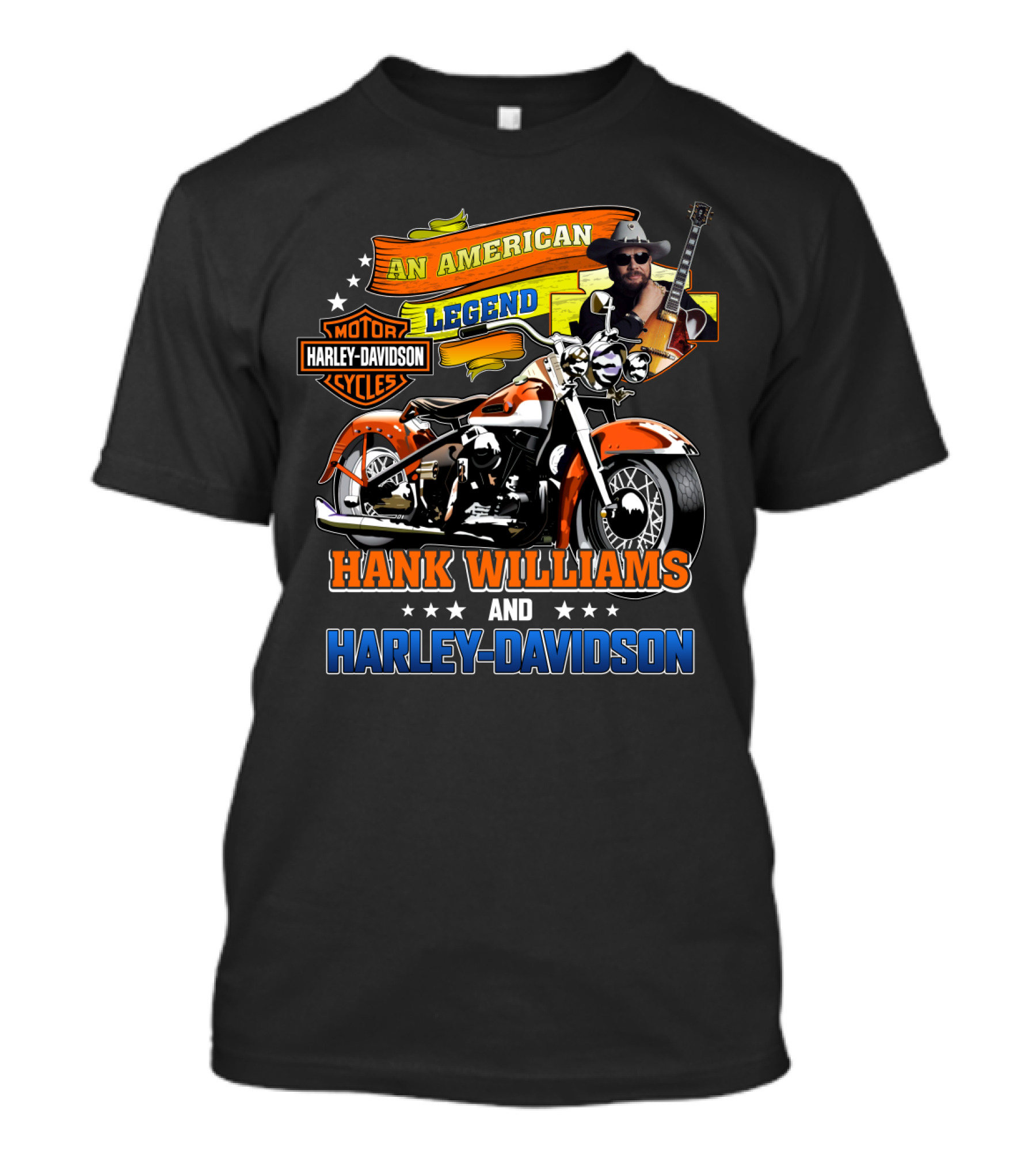 An American Legend Hank Williams And Harley Davidson T-Shirt