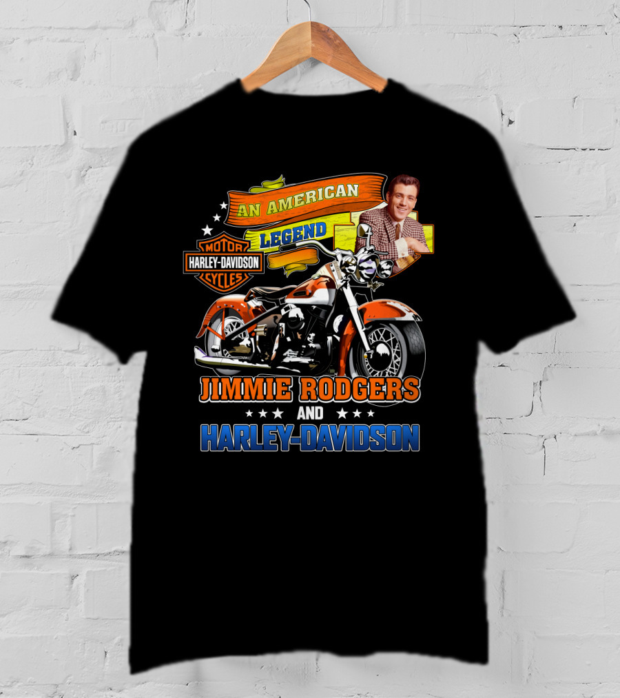 Jimmie Rodgers An American Legend With Harley Davidson Motorcycles T-Shirt