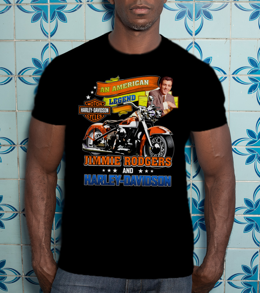 Jimmie Rodgers An American Legend With Harley Davidson Motorcycles T-Shirt