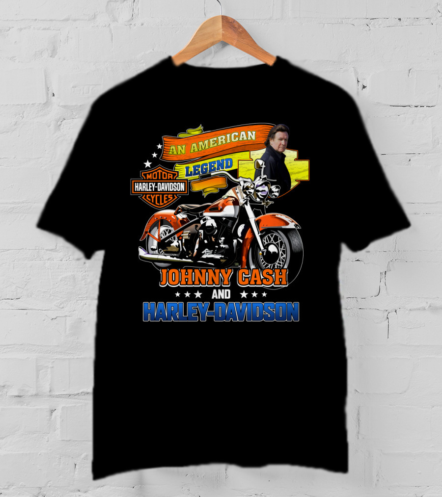 An American Legend Johnny Cash And Harley Davidson Motor Cycles T-Shirt