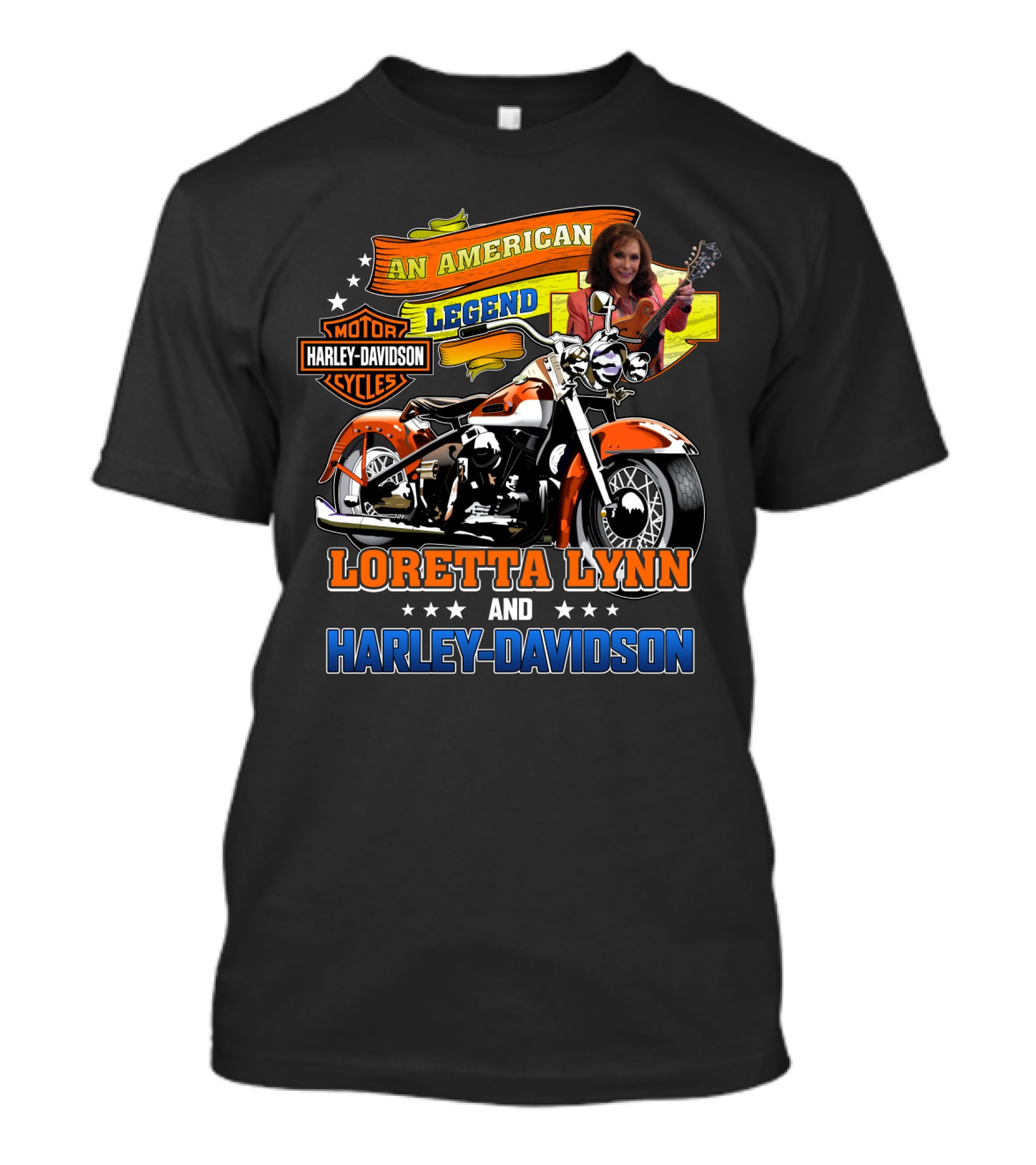 An American Legend Loretta Lynn And Harley Davidson Motor Cycles T-Shirt