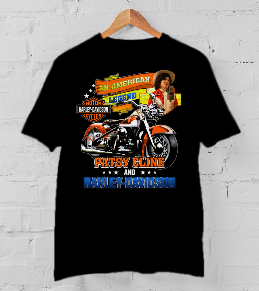 An American Legend Patsy Cline And Harley Davidson Motor Cycles T-Shirt