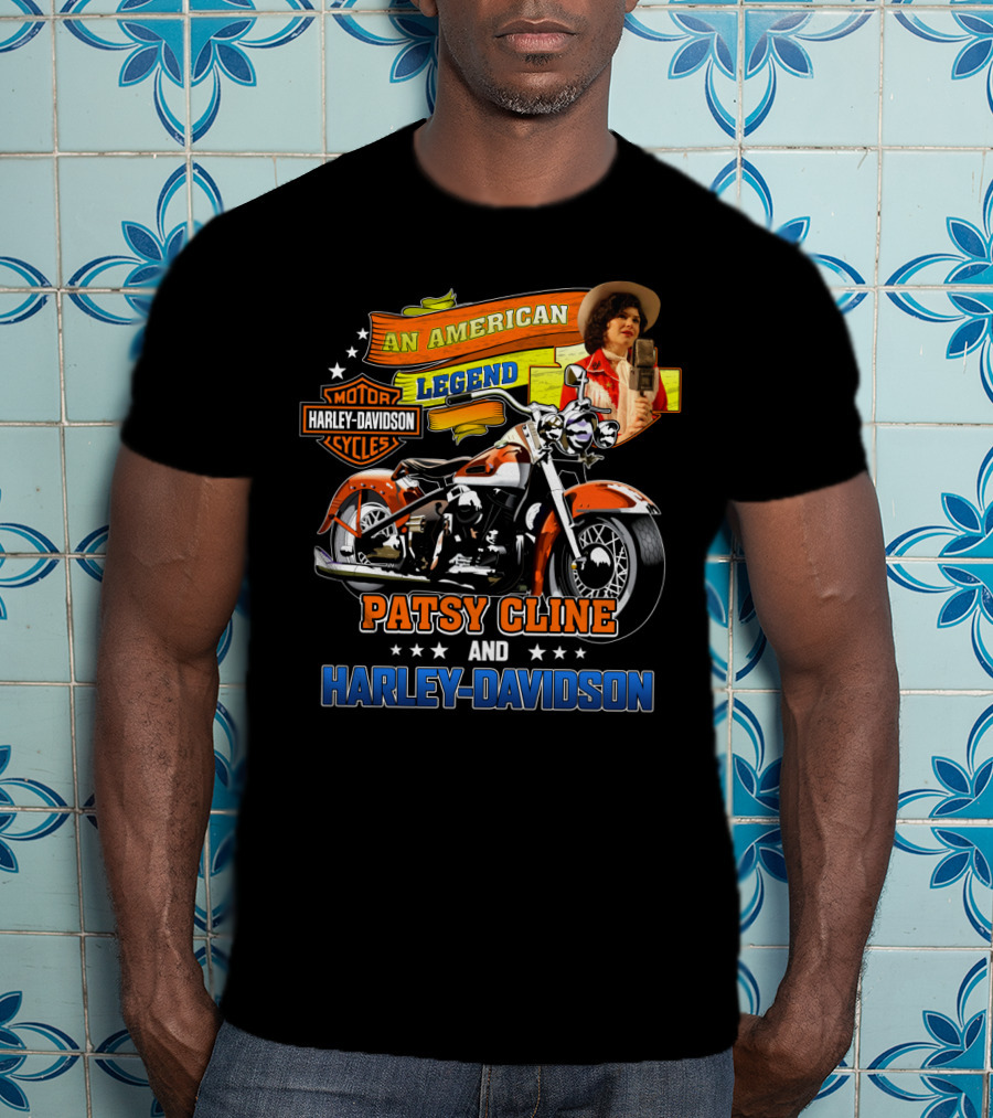 An American Legend Patsy Cline And Harley Davidson Motor Cycles T-Shirt