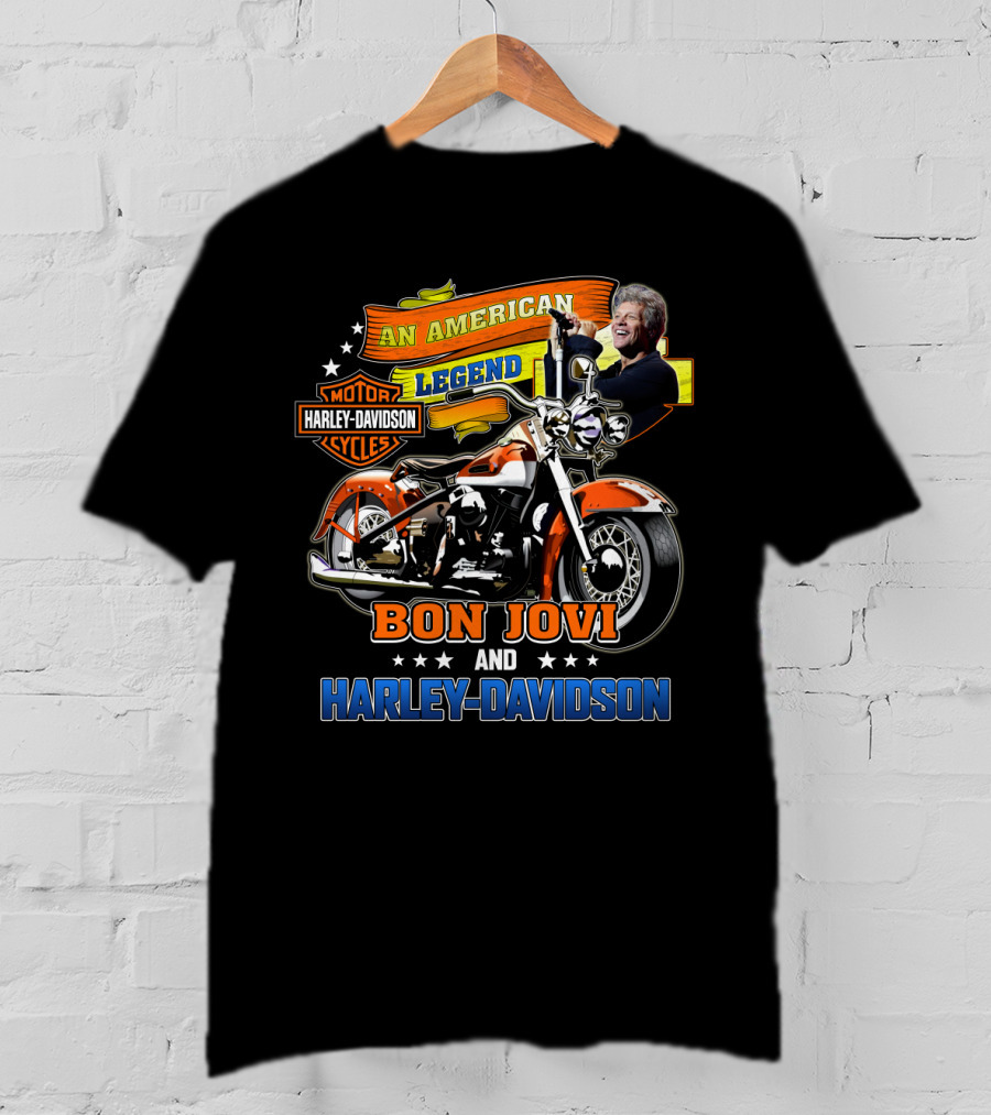 An American Legend Bon Jovi And Harley Davidson Motor Cycles T-Shirt