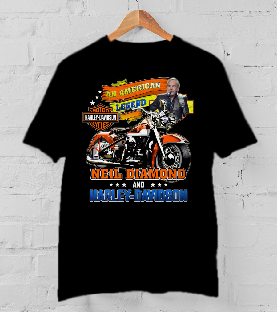 An American Legend Neil Diamond And Harley Davidson T-Shirt