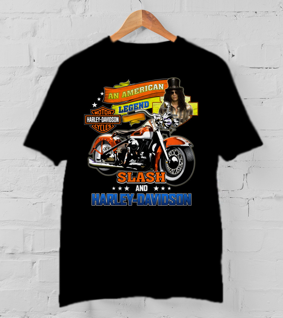 An American Legend Slash And Harley Davidson Motor Cycles T-Shirt