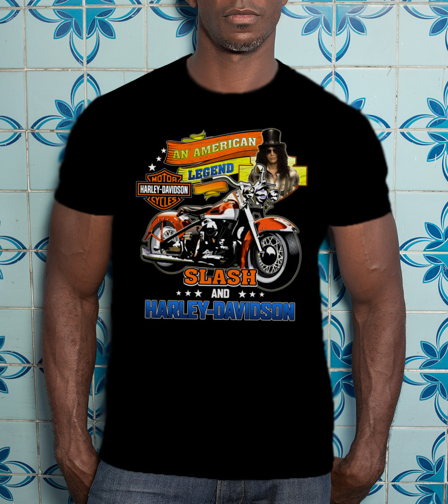 An American Legend Slash And Harley Davidson Motor Cycles T-Shirt