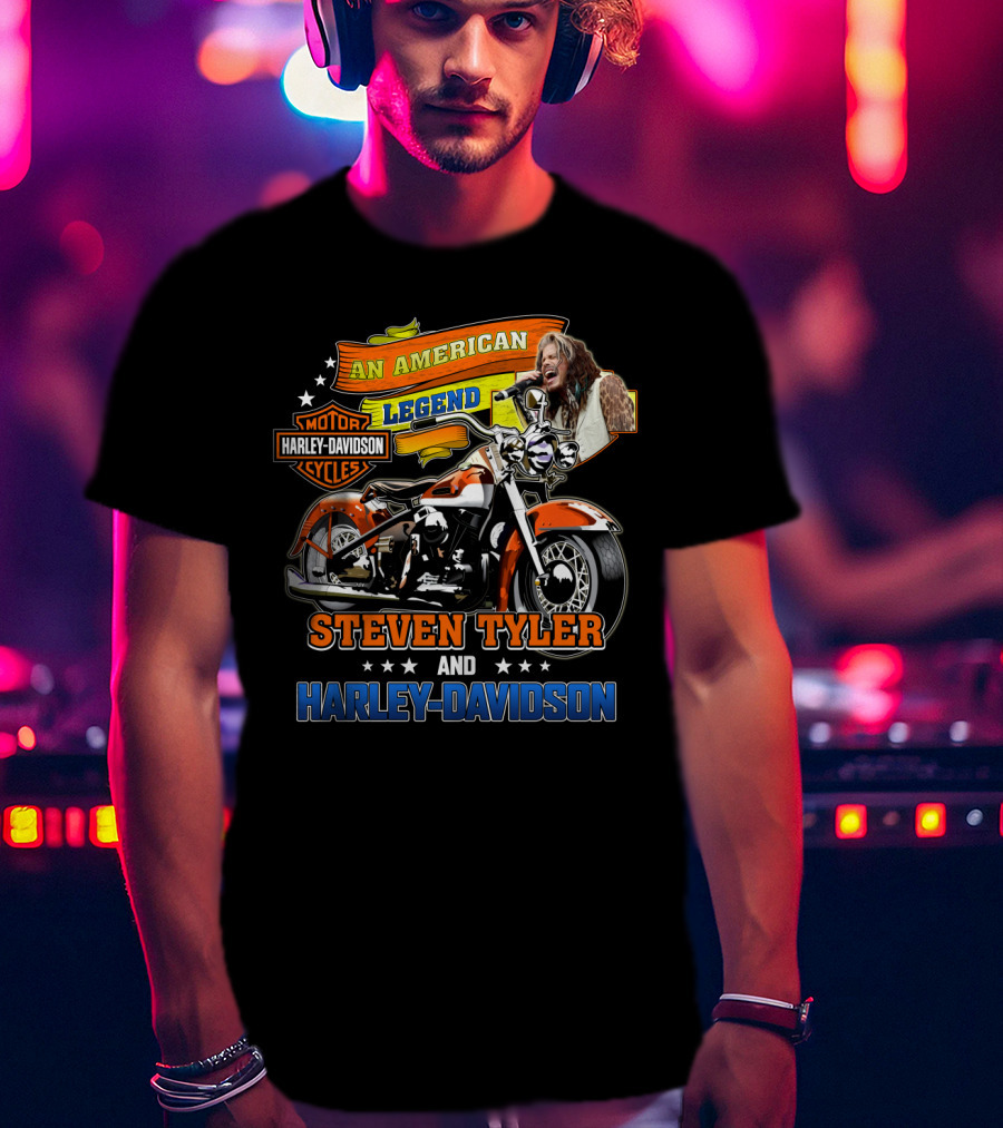 An American Legend Steven Tyler And Harley Davidson T-Shirt