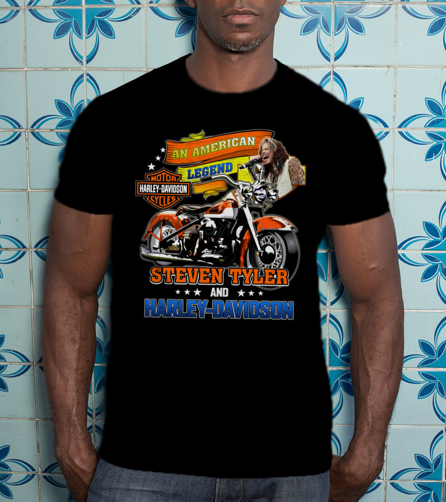 An American Legend Steven Tyler And Harley Davidson T-Shirt