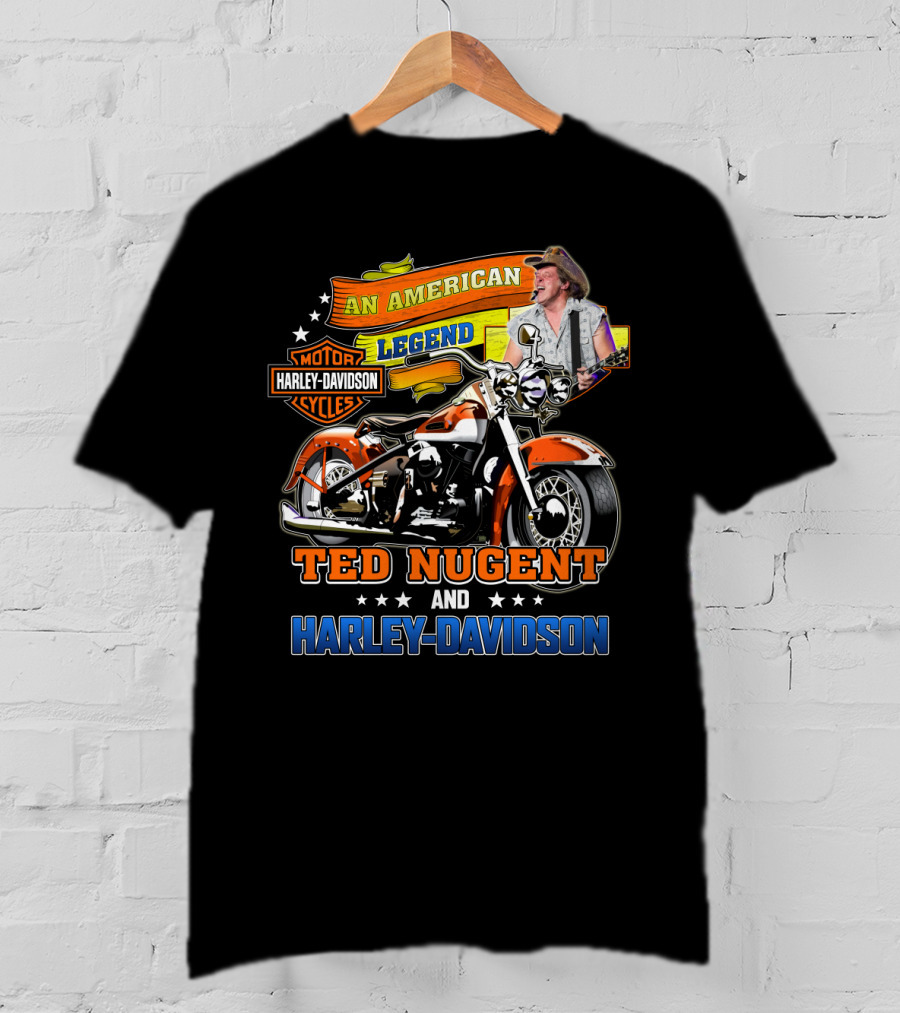 An American Legend Ted Nugent And Harley Davidson Motor Cycles T-Shirt