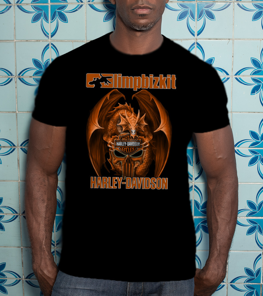 Limp Bizkit Harley Davidson Dragon Motocycles T-Shirt