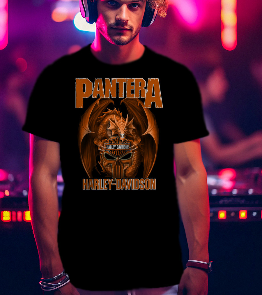Pantera Harley Davidson Motorcycle Cycles Dragon T-Shirt